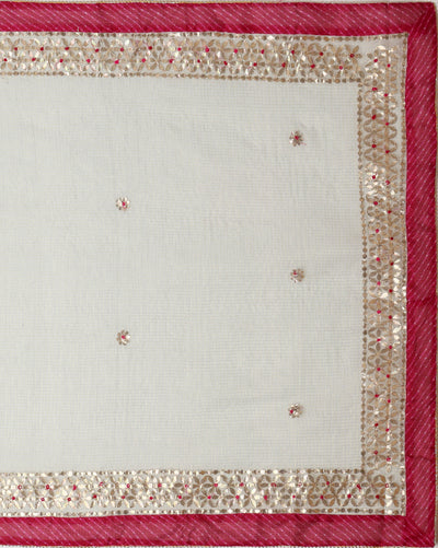 Pankhudi Jugnu Checks Gota Patti Pale White Saree