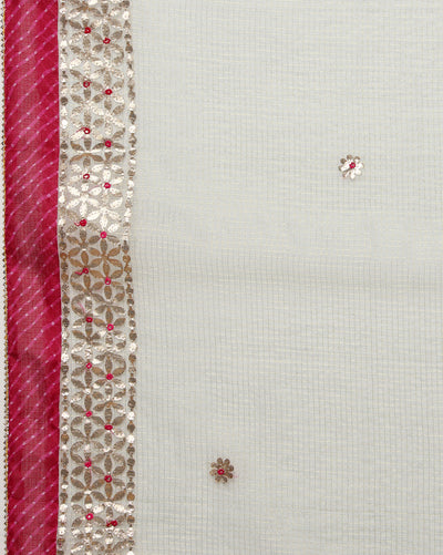 Pankhudi Jugnu Checks Gota Patti Pale White Saree