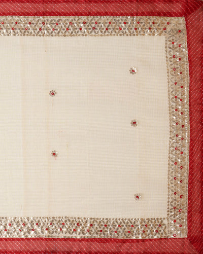 Pankhudi Jugnu Checks Gota Patti Off White Saree