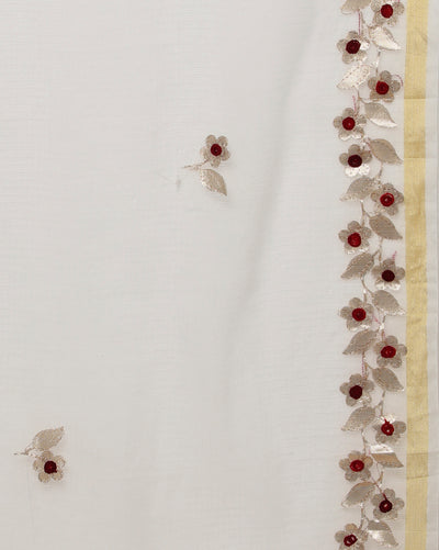 Pankhudi Kota Cotton Gota Patti Pure White Saree