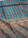 Indiehaat | Chanderi Silk Ajrakh Print Saree Blue