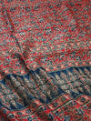 Indiehaat | Chanderi Silk Ajrakh Print Saree Red