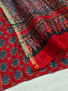 Indiehaat | Chanderi Silk Ajrakh Print Saree Red