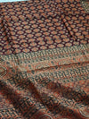 Indiehaat | Chanderi Silk Ajrakh Print Saree Red