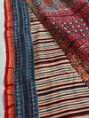 Indiehaat | Chanderi Silk Ajrakh Print Saree Beige