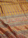Indiehaat | Chanderi Silk Ajrakh Print Saree Yellow