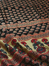 Indiehaat | Chanderi Silk Ajrakh Print Saree Black