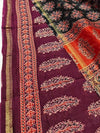 Indiehaat | Chanderi Silk Ajrakh Print Saree Red