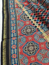 Indiehaat | Chanderi Silk Ajrakh Print Saree Multicolor