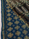 Indiehaat | Chanderi Silk Ajrakh Print Saree Blue
