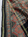 Indiehaat | Chanderi Silk Ajrakh Print Saree Red