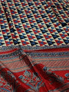 Indiehaat | Chanderi Silk Ajrakh Print Saree Beige