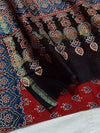 Indiehaat | Chanderi Silk Ajrakh Print Saree Red