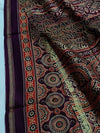 Indiehaat | Chanderi Silk Ajrakh Print Saree Red