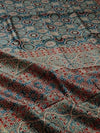 Indiehaat | Chanderi Silk Ajrakh Print Saree Blue