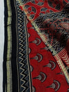 Indiehaat | Chanderi Silk Ajrakh Print Saree Red
