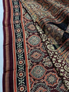 Indiehaat | Chanderi Silk Ajrakh Print Saree Red