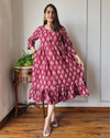 Indiehaat | Blockprinted Cotton Long Dress Red