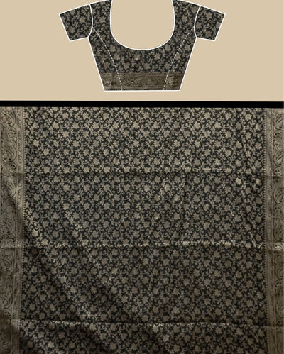 Indiehaat | Banarasi Georgette Silk Saree Black