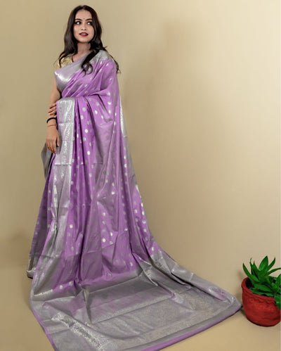 Indiehaat | Banarasi Georgette Silk Saree Purple