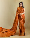 Indiehaat | Banarasi Georgette Silk Saree Orange