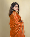 Indiehaat | Banarasi Georgette Silk Saree Orange