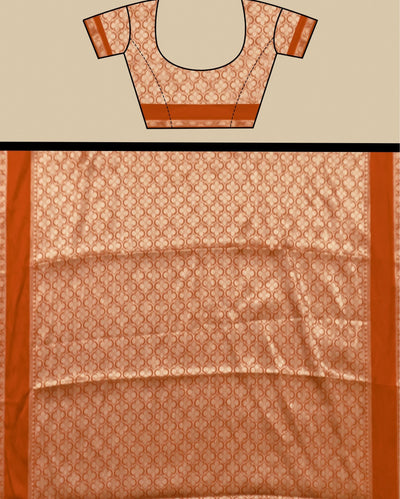 Indiehaat | Banarasi Georgette Silk Saree Orange