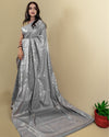 Indiehaat | Banarasi Georgette Silk Saree Gray