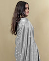 Indiehaat | Banarasi Georgette Silk Saree Gray