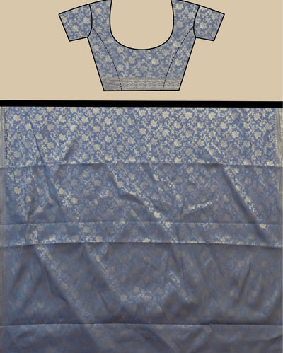 Indiehaat | Banarasi Georgette Silk Saree Blue