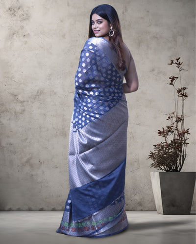 Indiehaat | Banarasi Georgette Silk Saree Gray