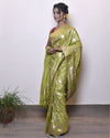 Indiehaat | Banarasi Masharoo Silk Saree Green