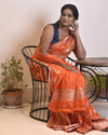 Indiehaat | Banarasi Masharoo Silk Saree Orange