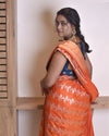 Indiehaat | Banarasi Masharoo Silk Saree Orange