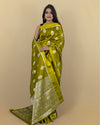 Indiehaat | Banarasi Brocade Organza Silk Saree Green