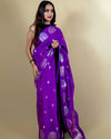 Indiehaat | Banarasi Brocade Raw Mango Silk Saree Purple