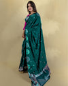 Indiehaat | Banarasi Brocade Raw Mango Silk Saree Green