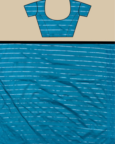 Indiehaat | Banarasi Brocade Raw Mango Silk Saree Blue