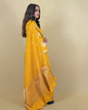 Indiehaat | Banarasi Brocade Raw Mango Silk Saree Yellow