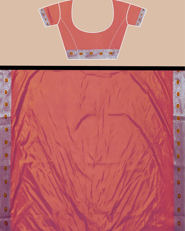 Indiehaat | Banarasi Brocade Raw Mango Silk Saree Orange