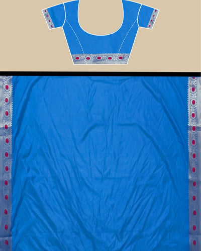 Indiehaat | Banarasi Brocade Raw Mango Silk Saree Blue