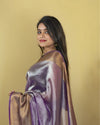 Indiehaat | Zari Banarasi Tissue Semi Silk Saree Violet