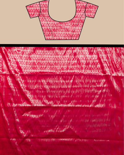 Indiehaat | Zari Banarasi Tissue Semi Silk Saree Red