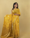 Indiehaat | Zari Banarasi Tissue Semi Silk Saree Yellow