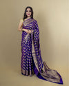 Indiehaat | Zari Banarasi Tissue Semi Silk Saree Violet