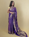 Indiehaat | Zari Banarasi Tissue Semi Silk Saree Violet