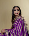 Indiehaat | Zari Banarasi Tissue Semi Silk Saree Purple