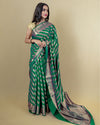 Indiehaat | Zari Banarasi Tissue Semi Silk Saree Green