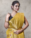 Indiehaat | Zari Banarasi Tissue Semi Silk Saree Yellow