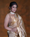 Indiehaat | Zari Banarasi Tissue Semi Silk Saree Gold